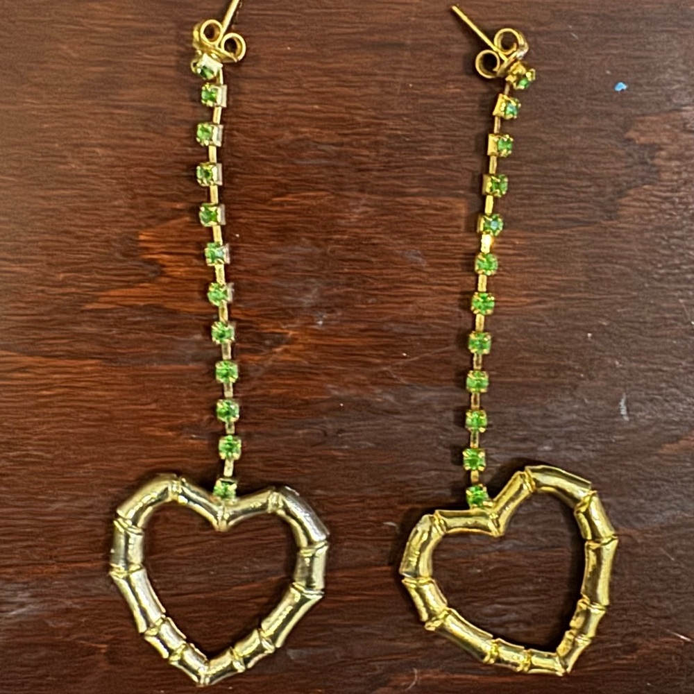 Gold heart drop earrings